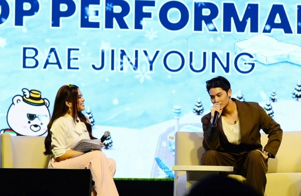 K-pop idol Bae Jin-young talks about winter in Korea at the Korea Travel Fiesta 2026 on Aug. 22 at the SM Mall of Asia (Jonathan Hicap) 
