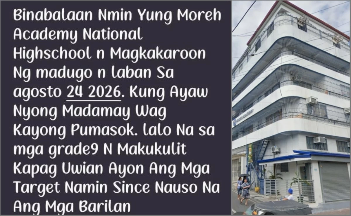 The online threat against Moreh Academy Taguig (Photo from Facebook user Dez Erene, Google Maps)