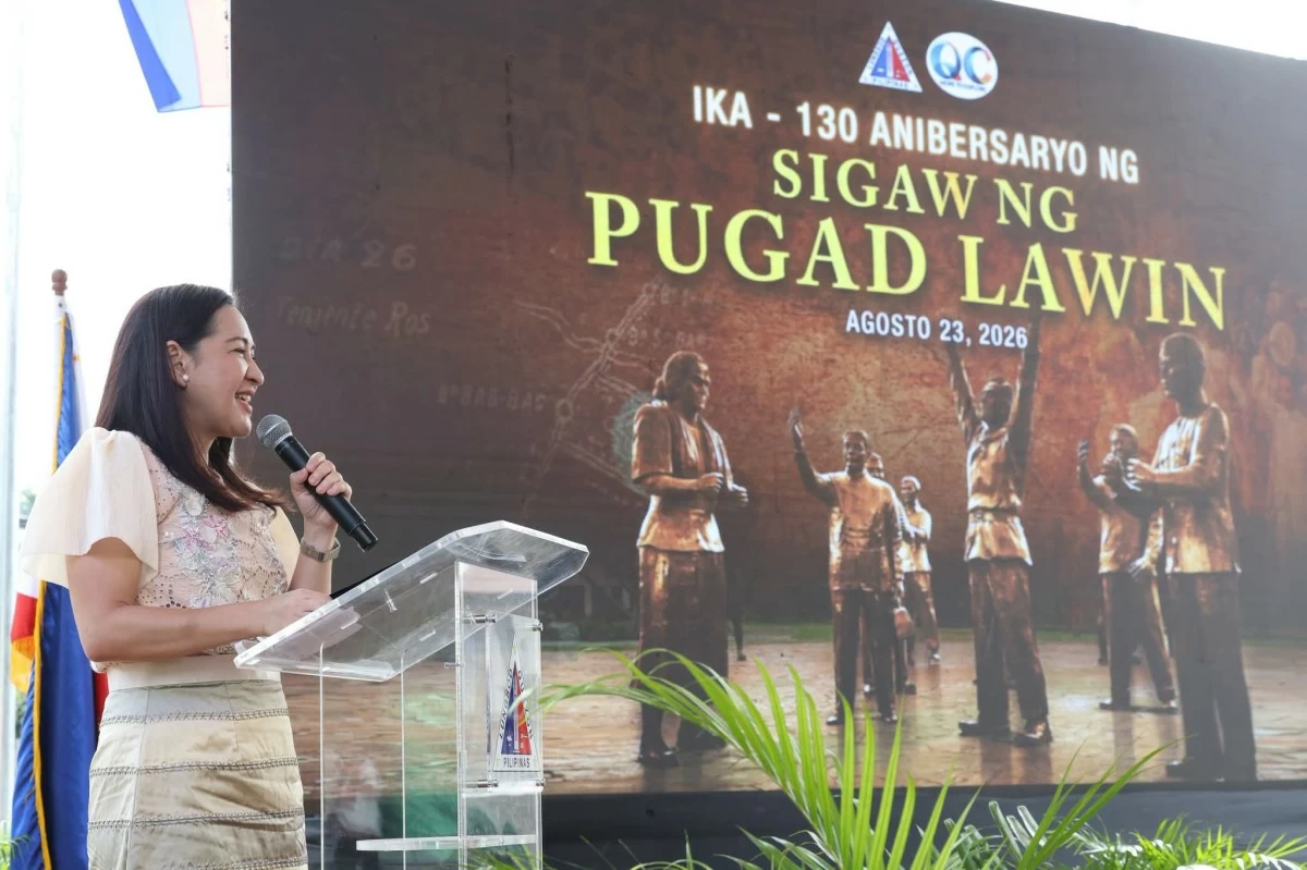Quezon City Mayor Joy Belmonte speaks during the 130th anniversary commemoration of the Sigaw ng Pugad Lawin in Barangay Bahay Toro, Quezon City, Sunday, Aug. 23. (Photo courtesy of the Quezon City government)