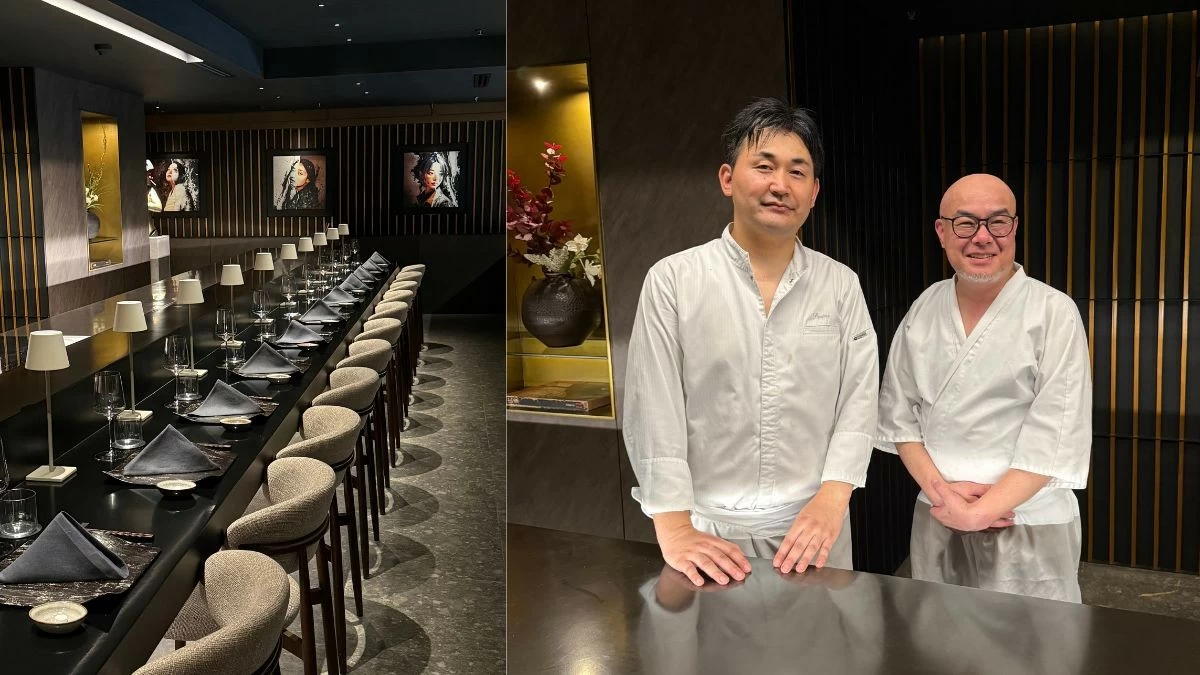 The Hinari Tasting Menu set-up and Chefs Ryujiro Amemori and Koji Oki (Photo: Philip Cu Unjieng)