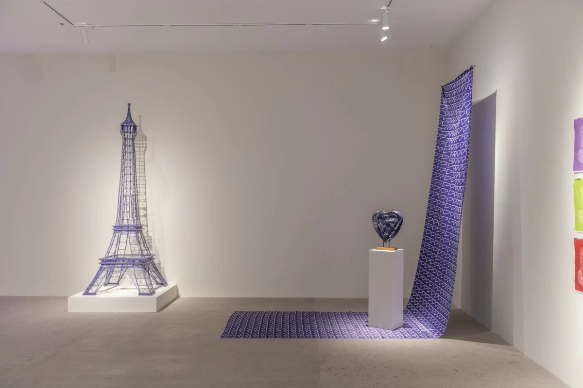 The artist's Eiffel tower and wooden heart installations (Photo: 125 Project)
