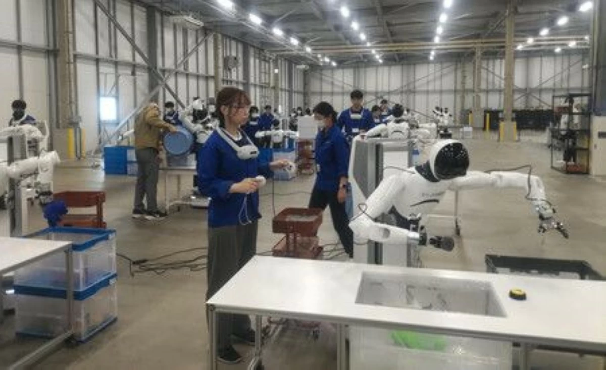 A data learning center for humanoid robots run by a consortium, including Tsumura & Co., in Narashino, Chiba Prefecture, east of Tokyo, photographed on Wednesday