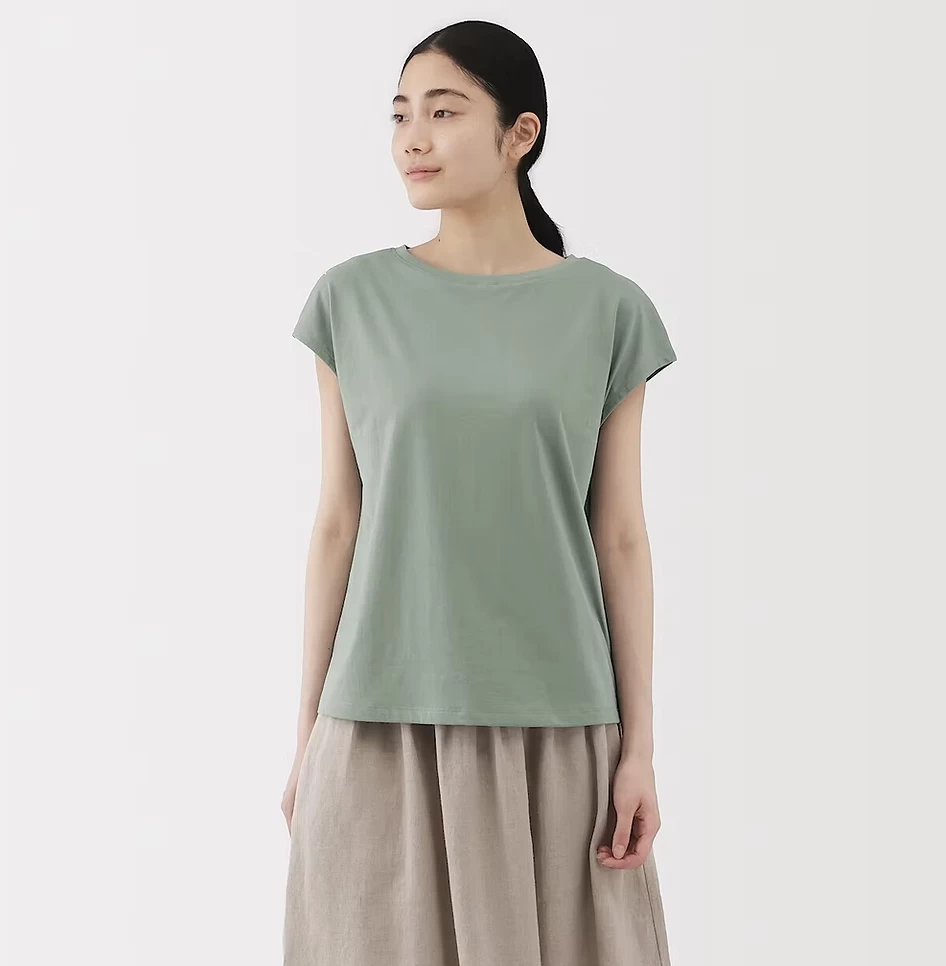 Jersey French Sleeve and Crew Neck T-Shirt