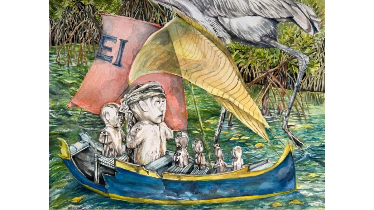 Allan N. Derain, Biyahe ni Dumarakol, 23 cm x  30.5 cm, watercolor on watercolor paper, 2026 (Photo: Art Lounge Manila)