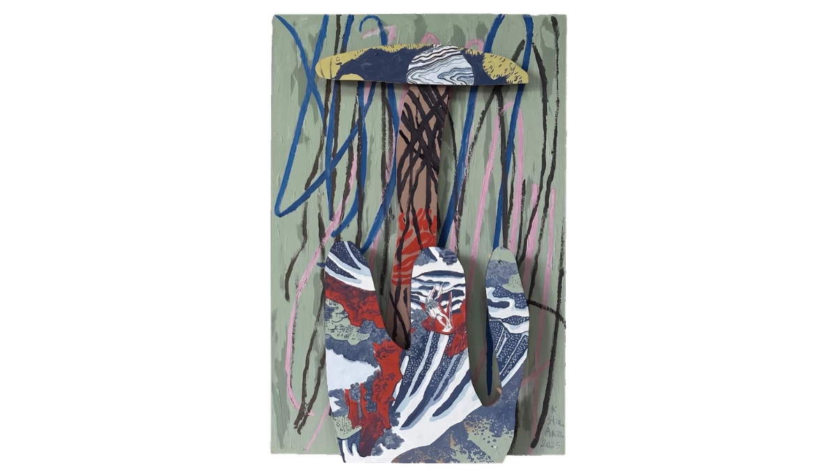 Katti Sta. Ana , Red Cloud, Deluge Diptych 2 pieces 91.45 cm x 61 cm x 9 cm, acrylic and oil on plywood, 2026 (Photo: Art Lounge Manila)