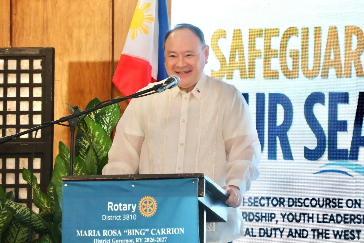 Department of National Defense (DND) Secretary Gilberto C. Teodoro Jr. delivers a speech during the launch of the Bantay Dagat Youth Ambassadors – West Philippine Sea Edition Caravan in San Juan City on Aug. 28, 2026. (Photo: DND)