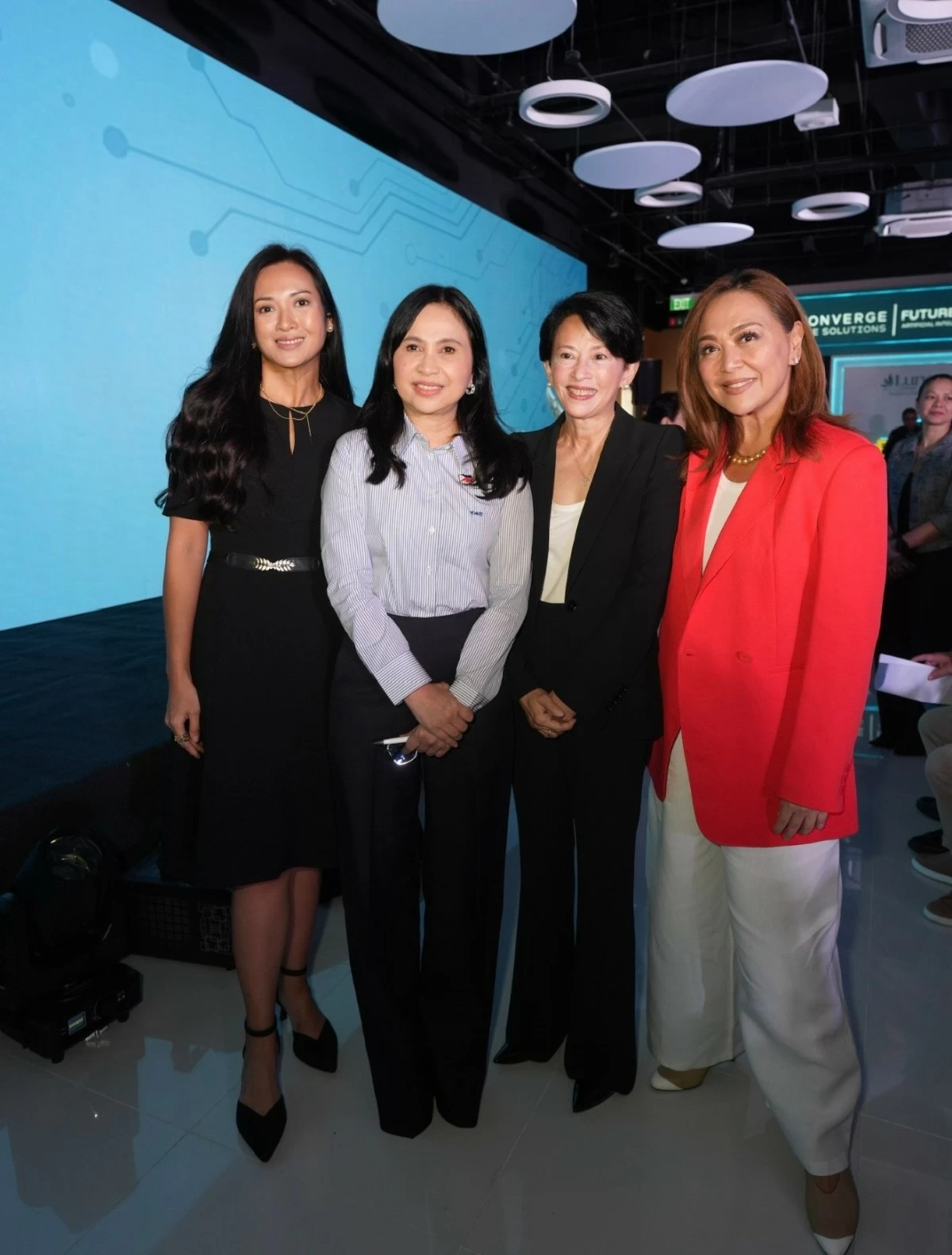 Catz Jalandoni, DTI Sec. Cristina Roque, Margarita Delgado, and Karen Davila, at the DTI. 