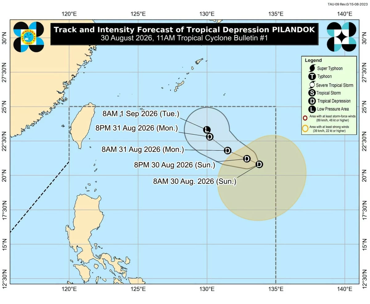 Tropical Depression Pilandok track and intensity forecast (PAGASA)