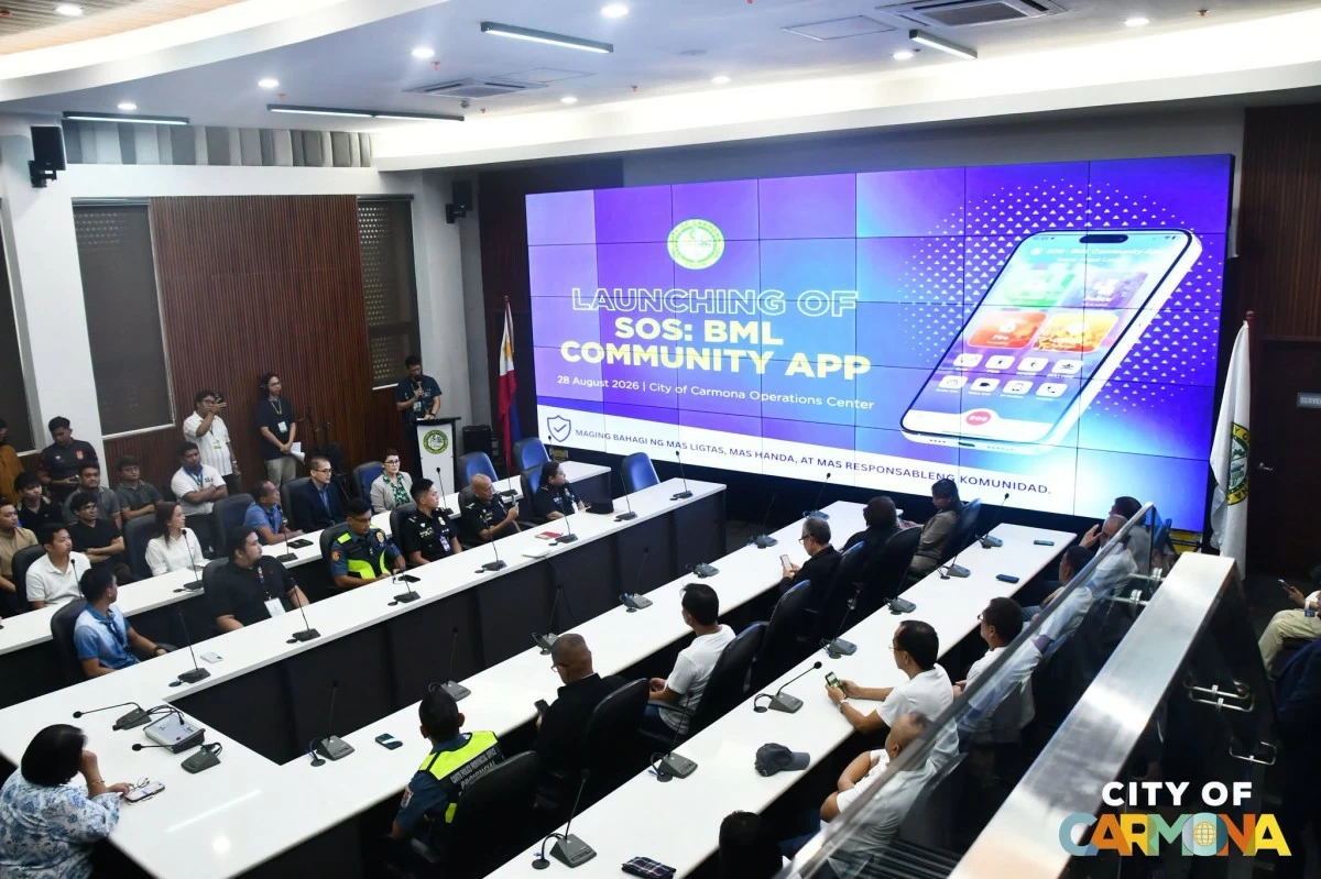 Carmona LGU launches a mobile app called Safety Order and Service: Bayan Muna Lagi Community App at the City of Carmona Operations Center on Aug. 28, 2026 (Photos from Mayor Dahlia A. Loyola/Facebook)
