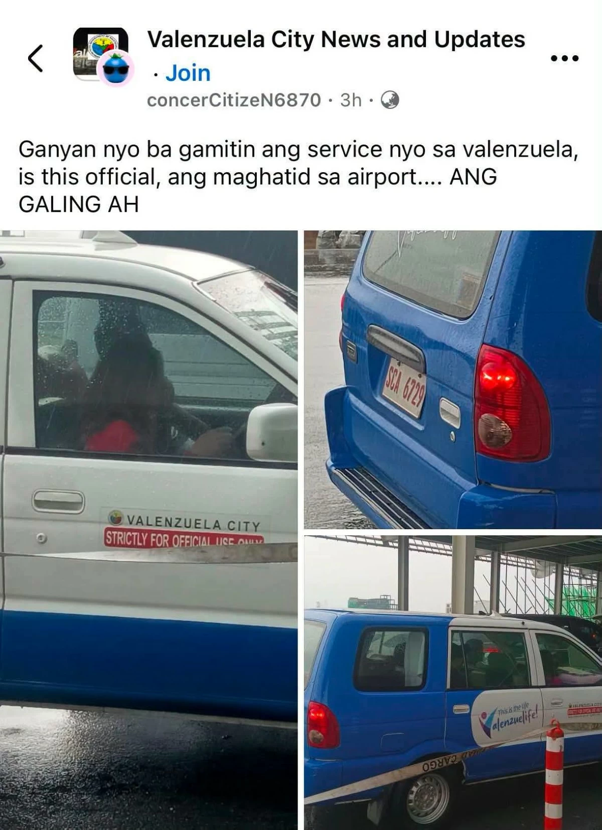 Mayor Wes clarifies use of Valenzuela vehicle seen at airport