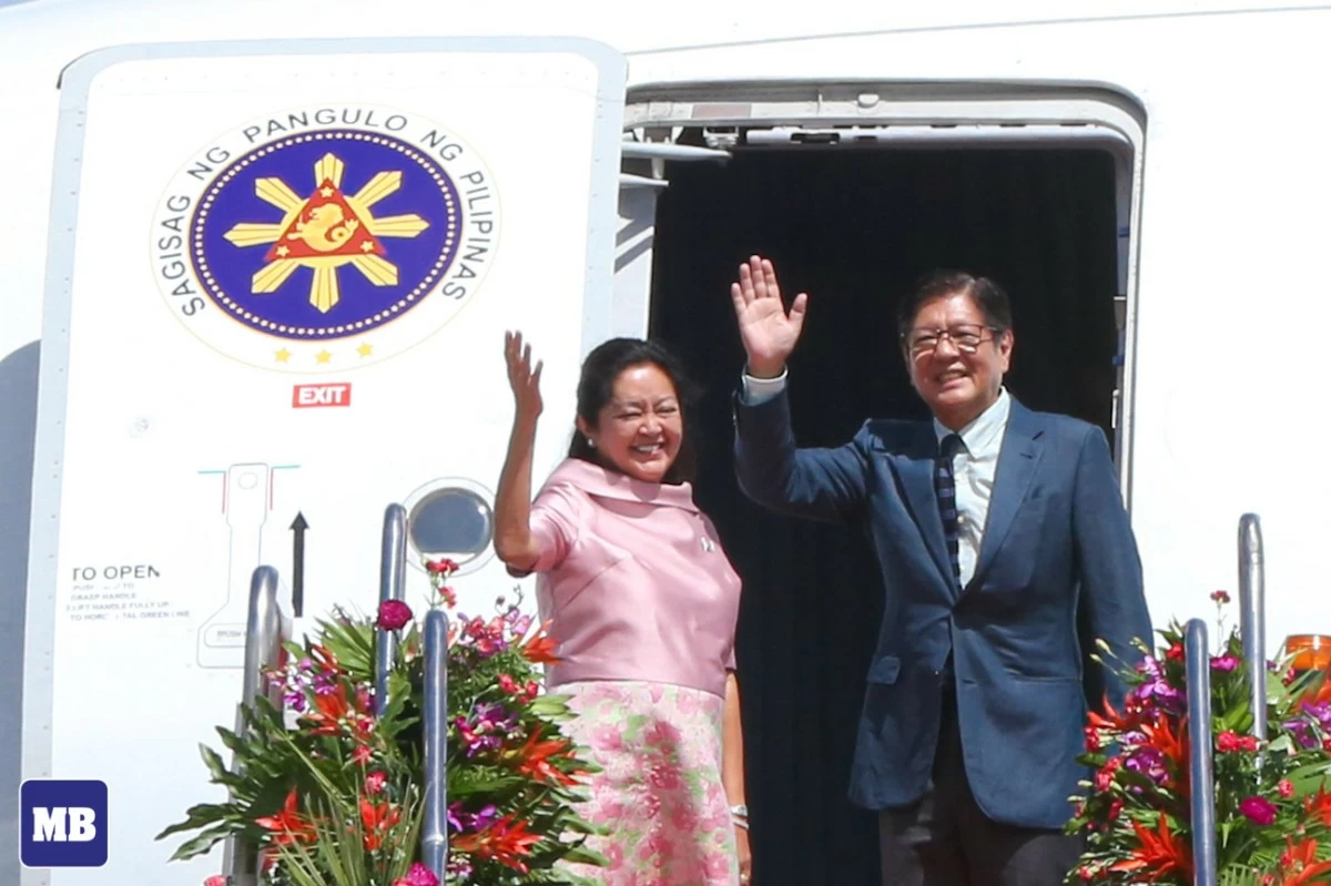 President Ferdinand R. Marcos Jr. and First Lady Liza Araneta-Marcos depart from the Maharlika Presidential Hangar, Villamor Air Base, Pasay City, on May 25, 2025 for the 46th ASEAN Summit, the 2nd ASEAN-GCC Summit, and the ASEAN-GCC-China Summit in Kuala Lumpur, Malaysia. (MB FILE PHOTO/Santi San Juan)