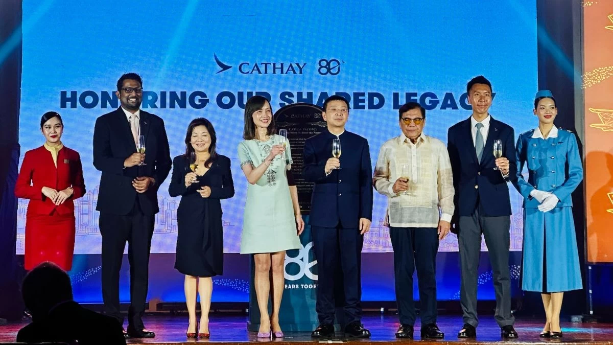The celebration was led by Cathay Pacific’s Vishnu Rajendran, Aldric Chau, and Lavinia Lau, together with The Manila Hotel’s Jose D. Lina, among other guests. (Photo: Rey Ilagan/Manila Bulletin)