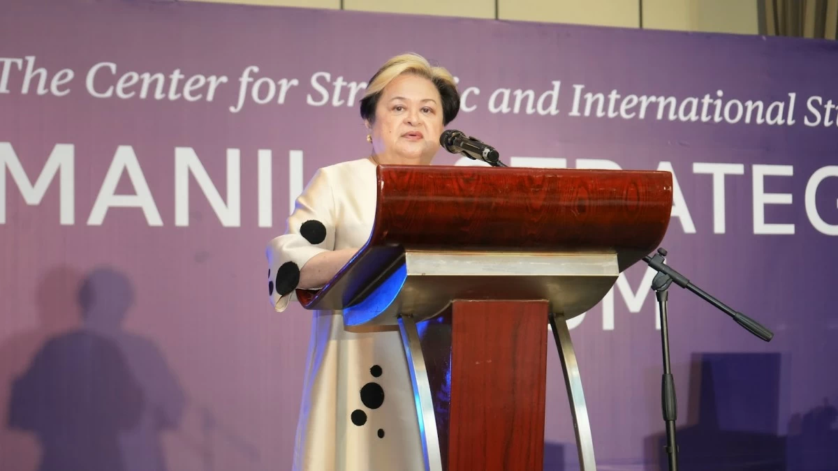 Foreign Secretary Theresa Lazaro delivers her keynote address at the Second Manila Strategy Forum on Sept. 9, 2026. (Photo: DFA-OPD Camille Barizo)