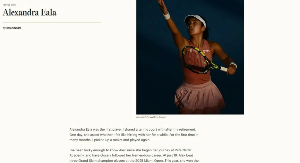 Alex Eala recognized in TIME Magazine's Next 2026 list; Nadal pens tribute