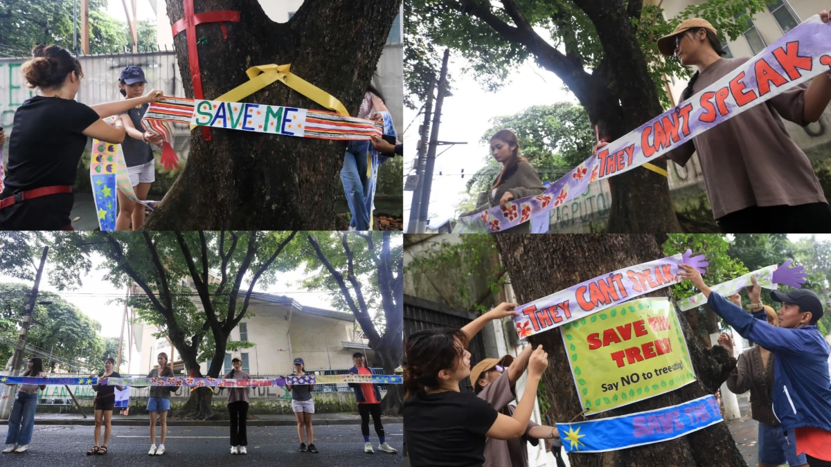 Marikina trees wrapped in painted cloths to protest planned bridge