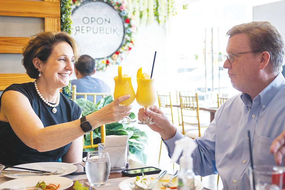 CHEERS! US Ambassador MaryKay Carlson and her husbamd, retired US diplomat Aubrey Carlson on a trip to Cebu. Photo by the US Embassy.jpeg