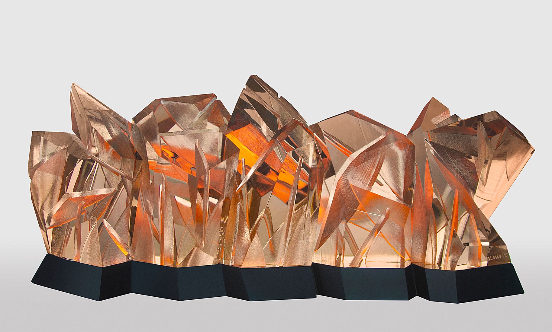 DAYBREAK AT CORDILLERA, carved peach amber crystal, 38x85x23 cm, 2015.jpg