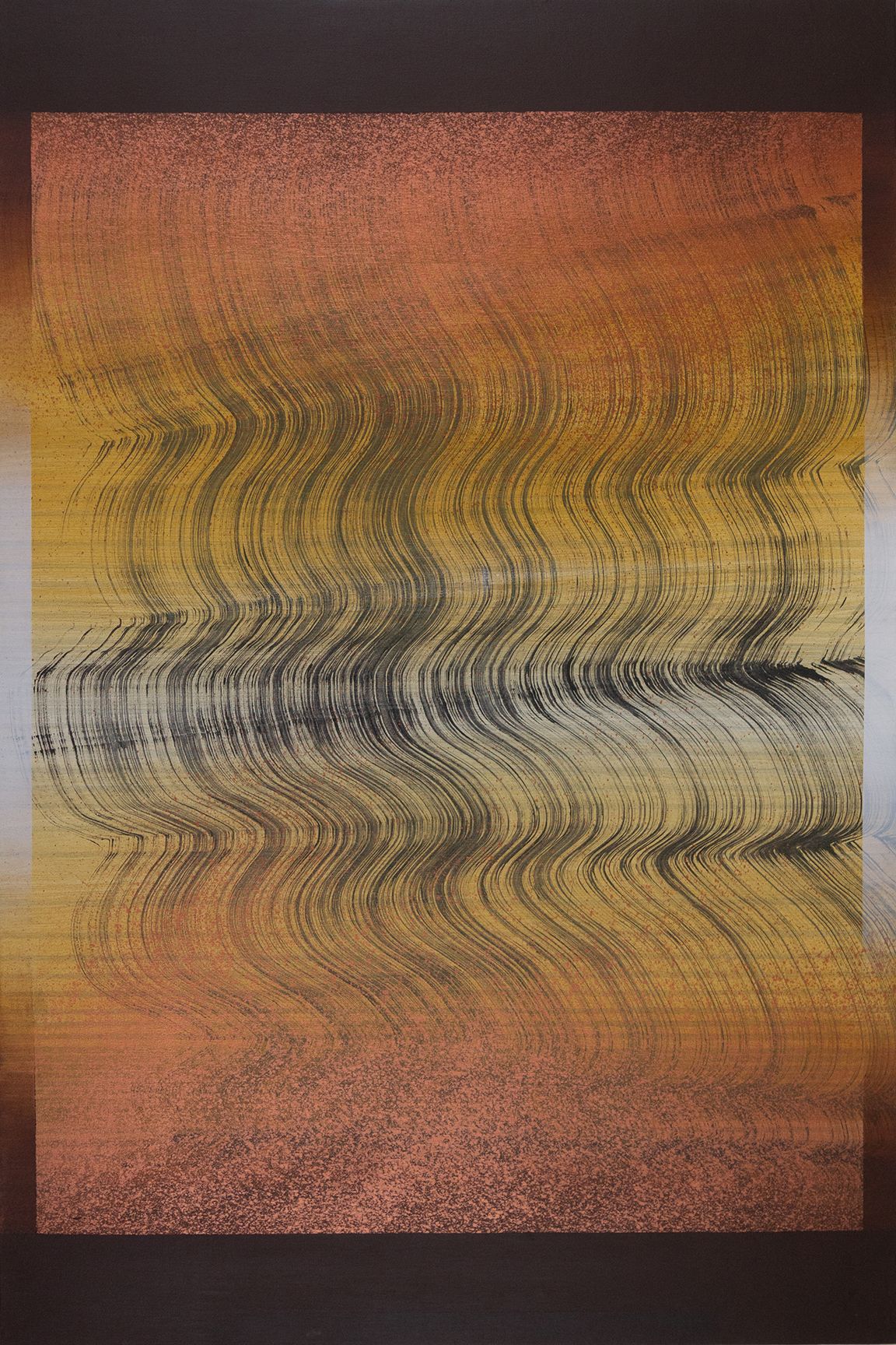FROM THE FLOWING FORM SERIES THROUGH WHITE (IN OCHRE, COPPER, AND AMBER), acrylic on canvas, 72.02x48.07 inches, 2024.jpg