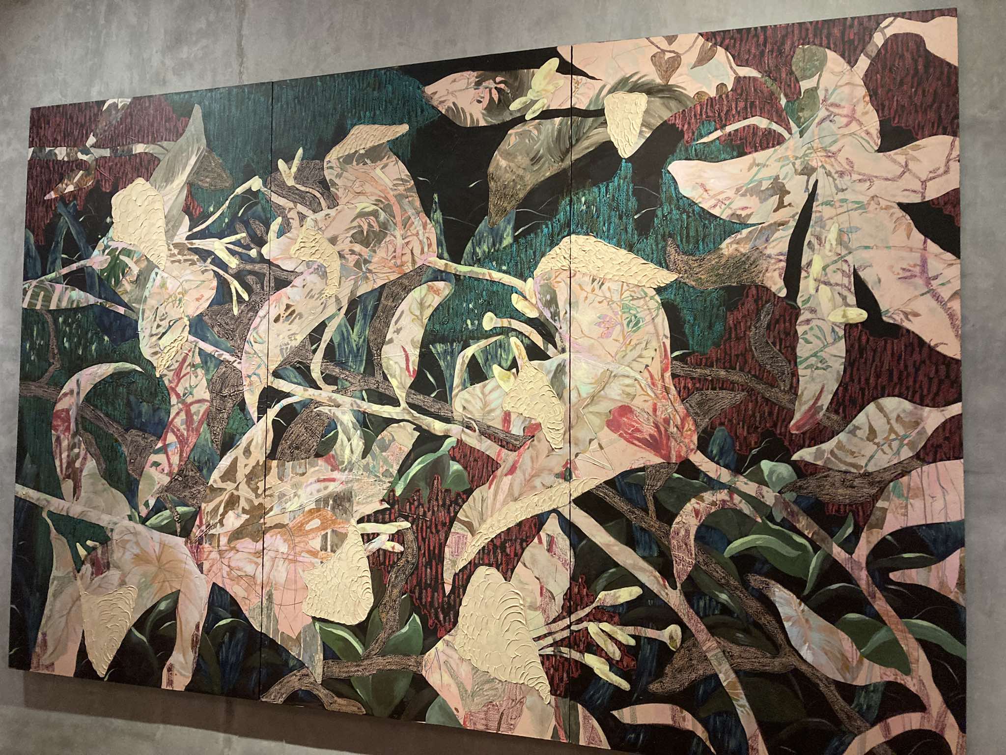 INCIPERE, 48x96 inches, acrylic, posca pen, oil pastel, and modeling paste on canvas.jpg