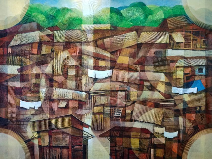 KALEIDOSCOPE URBANSCAPE  @97, Acrylic on Canvas, 36x48 inches, 2018.jpg