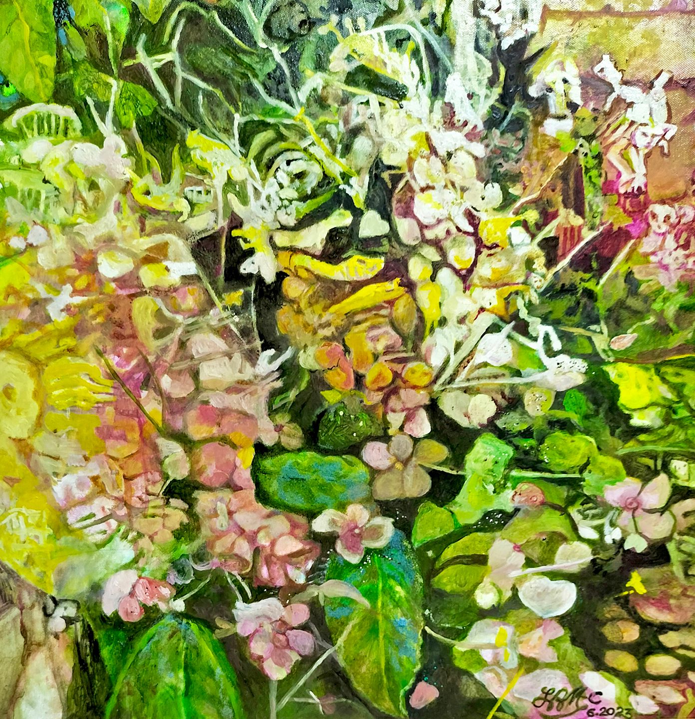 LEAVED IN WEEDS, oil on canvas, 24x24 inches, 2022.jpg