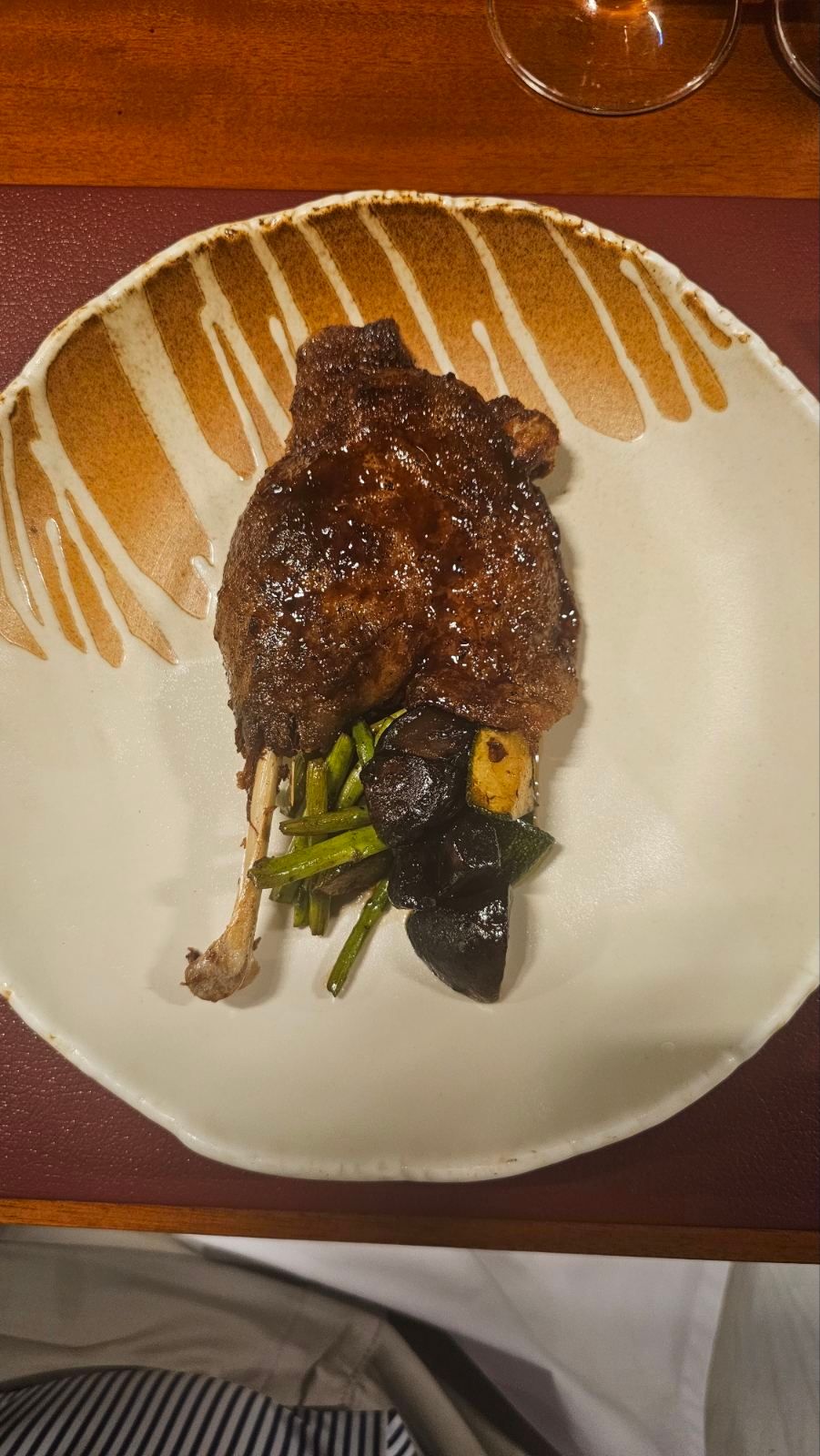 PATO Duck leg, asparagus, zucchini, portobello.jpeg
