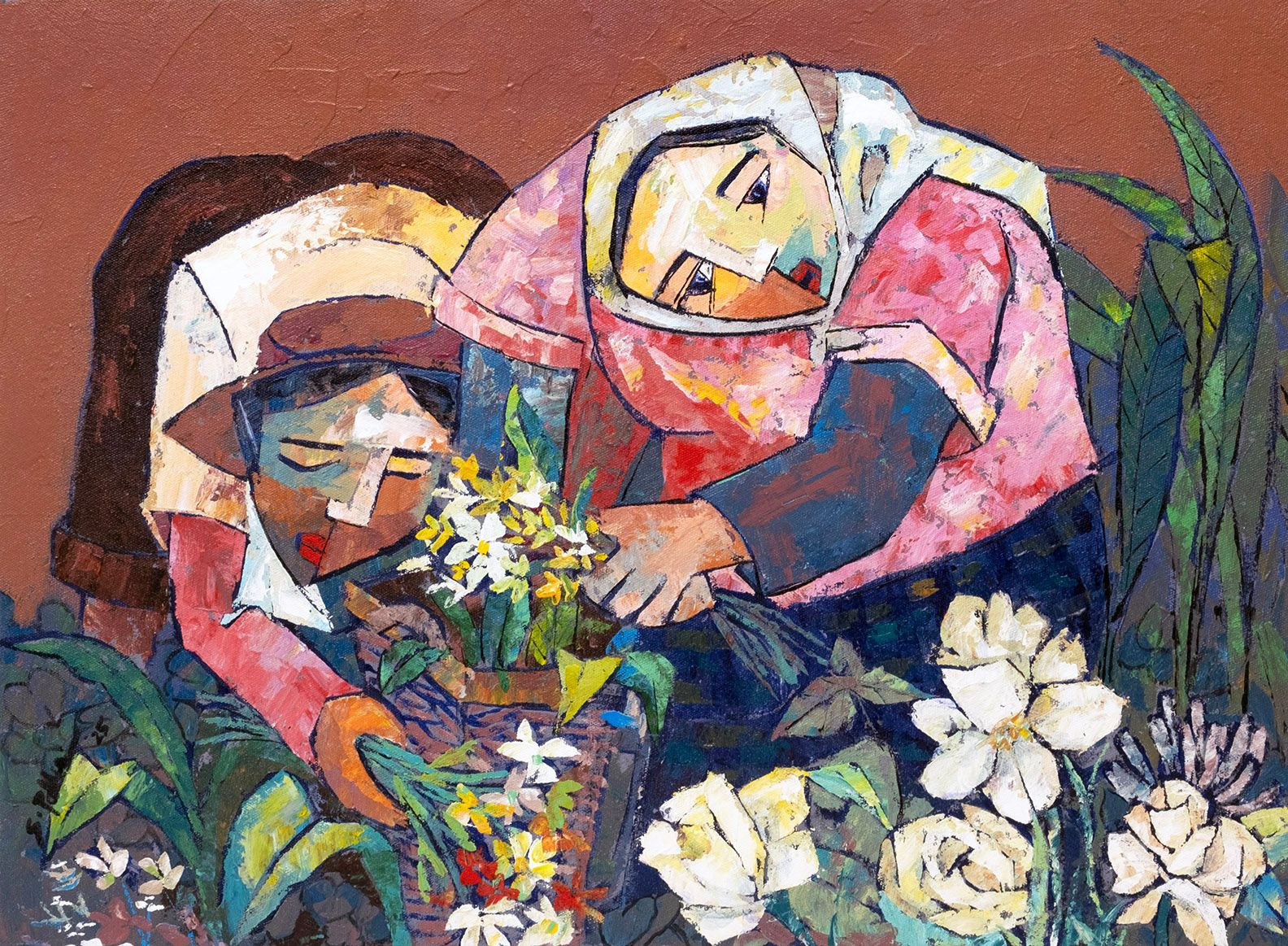 SISTER'S FLOWER HARVEST, acrylic on canvas,18x24 inches, 2025.jpg
