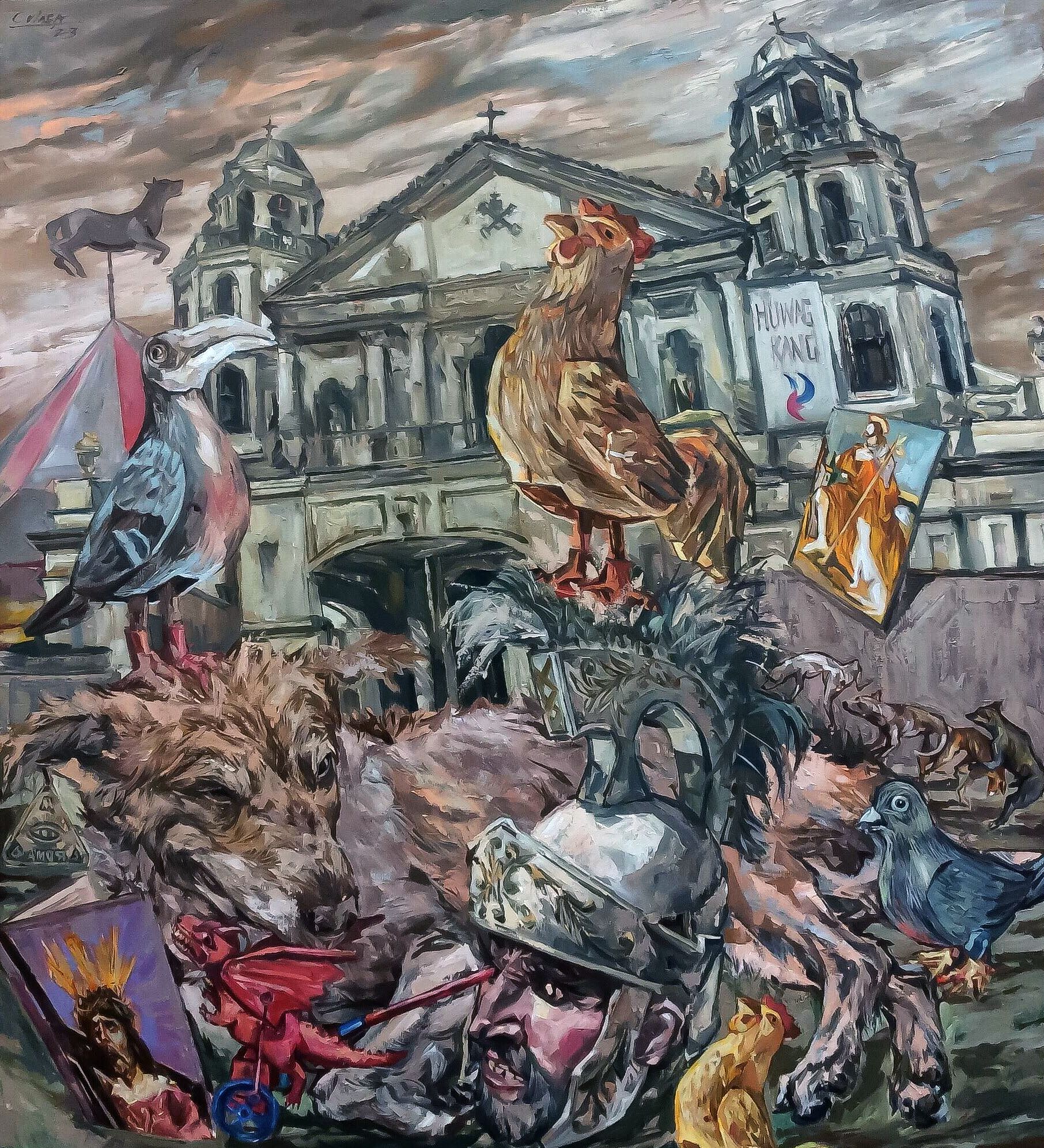 Si Asyong Quiapo, charcoal on canvas, 52.5x47.5 inches, 2023.jpg