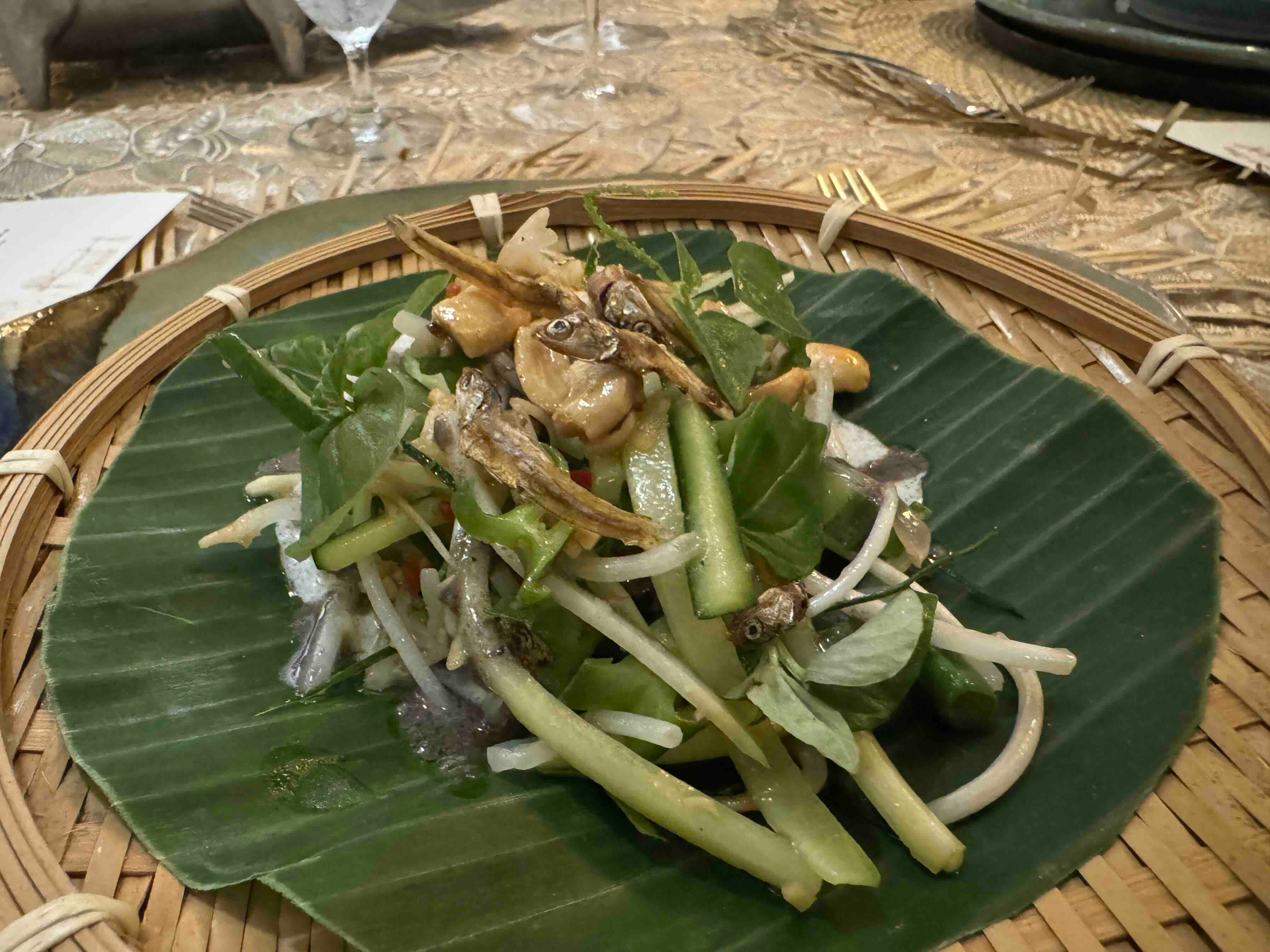 Sigarilyas at Ano Pa A salad of winged beans, crispy dilis, cucumber, and pandan coconut milk.jpeg