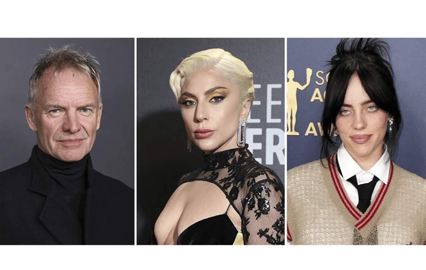 Sting, Lady Gaga and Billie Eilish (AP) .png