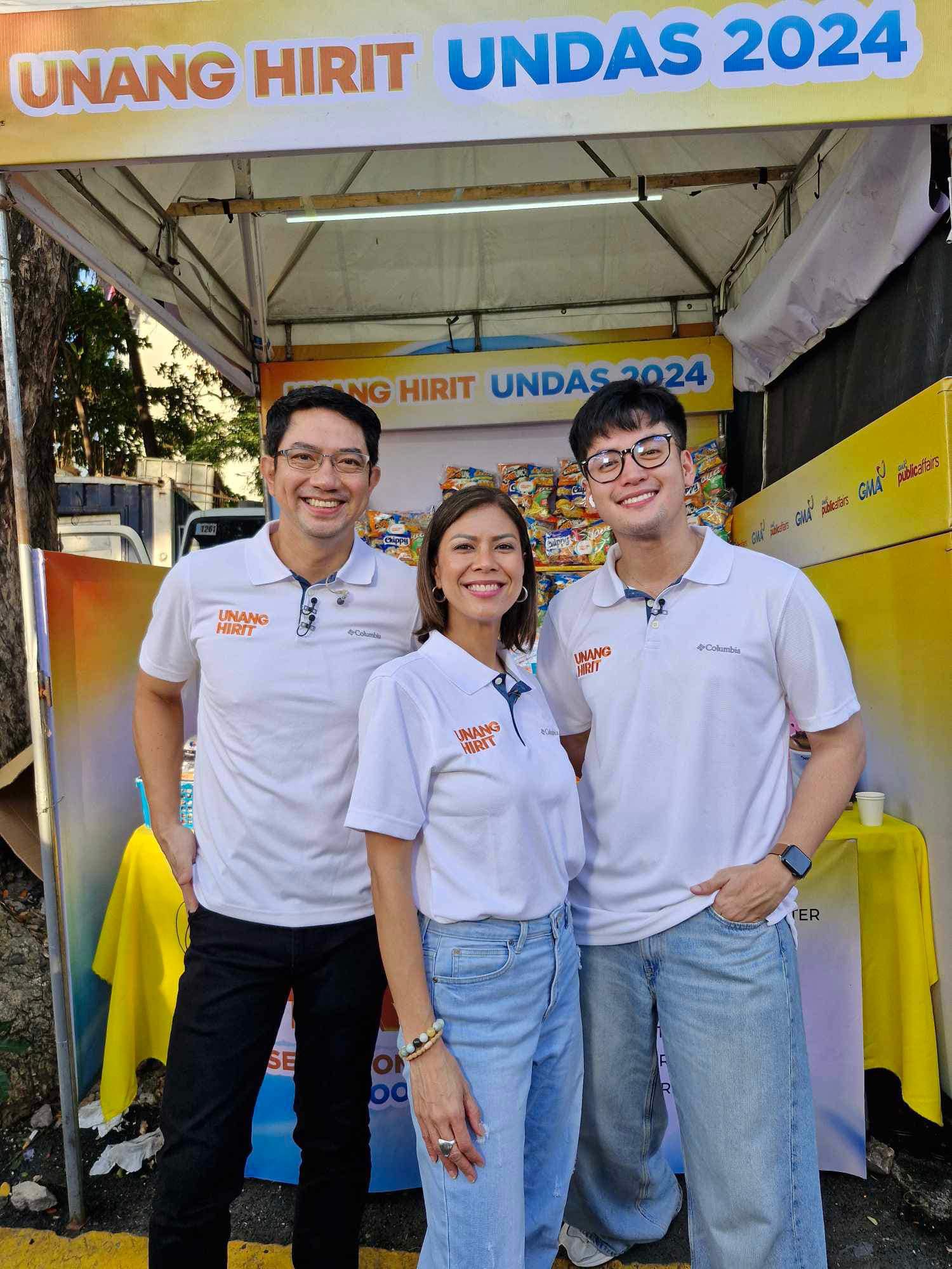 UH Barkada Ivan Mayrina, Suzi Entrata-Abrera, and Kaloy Tingcungco at the Serbisyong Totoo booth at the Manila North Cemetery..jpg