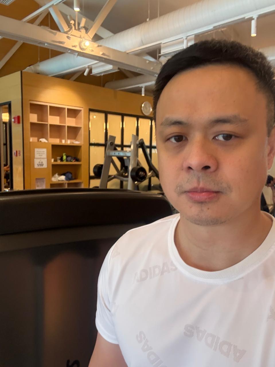 WORK IT Stanley at the gym, always making time for fitness.jpg