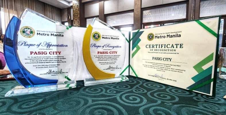 Pasig awards from DOH-MMCHD