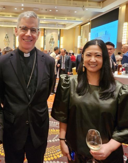 Papal Nuncio Most Rev. Charles John Brown with DBM Usec Margaux Marie Salcedo.jpg